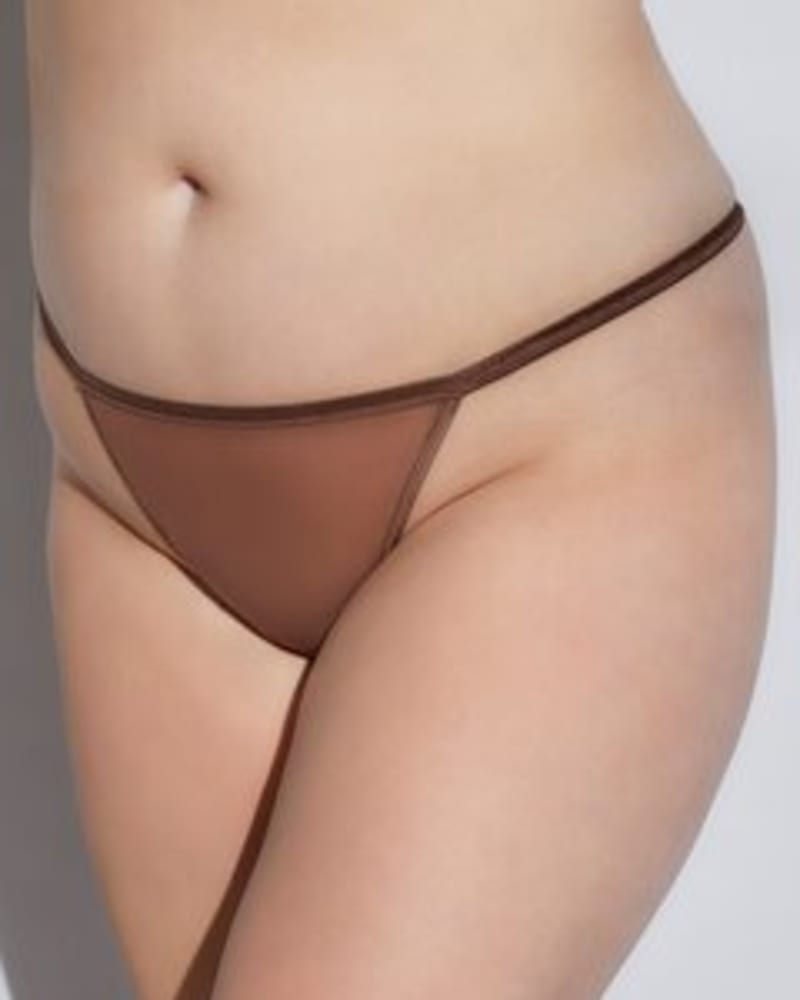 Front of a model wearing a size 1X/2X Low-Rise Mesh G-String in Due by Cosabella. | dia_product_style_image_id:253574